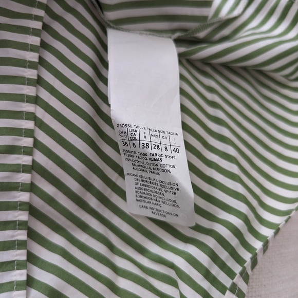 Weekend by Max Mara Green Striped Collared Blouse Size 6 - Picture 3 of 5